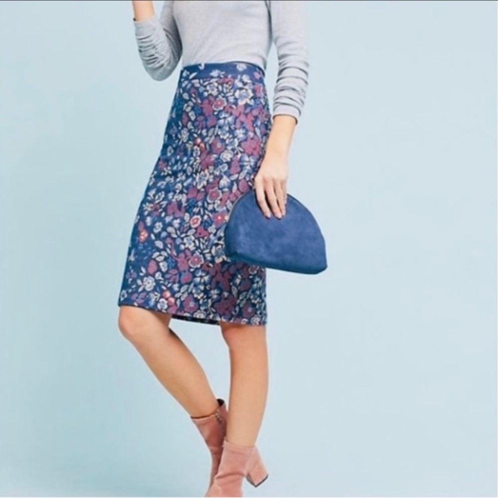 Anthropologie Maeve Pencil Gertje skirt floral blue